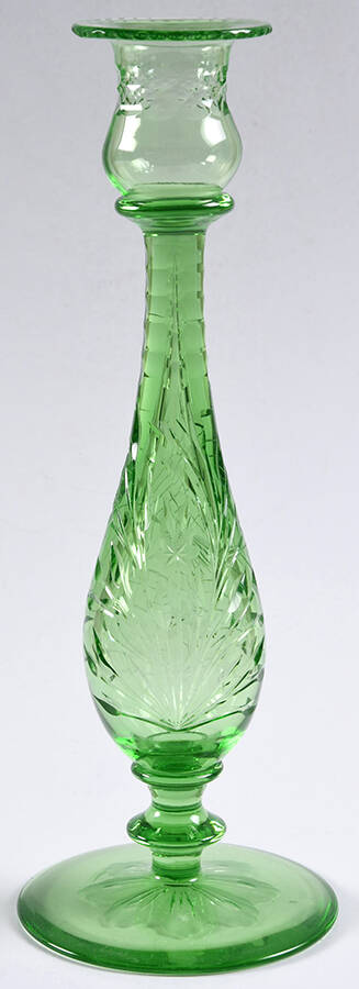 Colias Green 10" Single Light Candlestick by Pairpoint-Gunderson Crystal-1