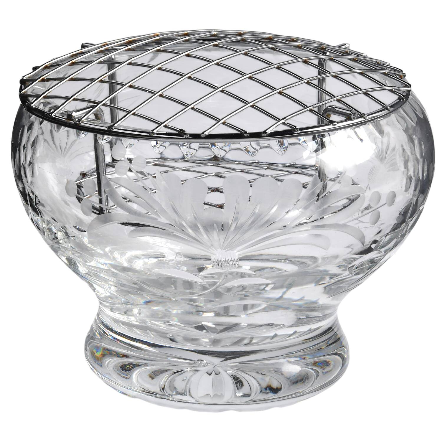 Honeysuckle 4" Rose Bowl & Metal Frog by Royal Brierley-1