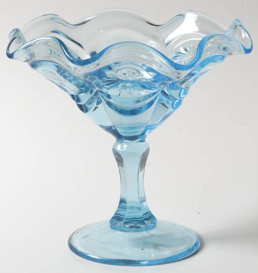 Knobby Bull's Eye Blue Round Compote (Height X Width) by Red Cliff-1