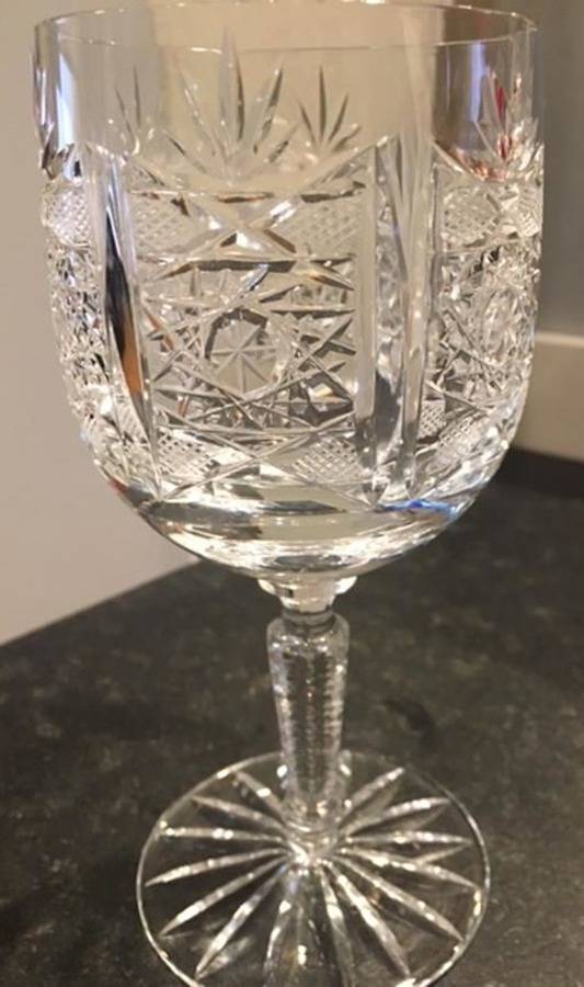 San Michele Cut (V Notch Stem) Water Goblet by Riedel Crystal-1