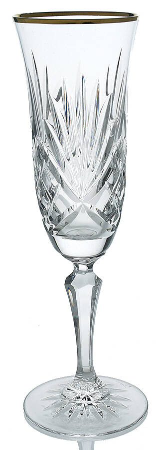 Richmond (Gold Trim, Multisided Stem) Fluted Champagne by Rogaska-1