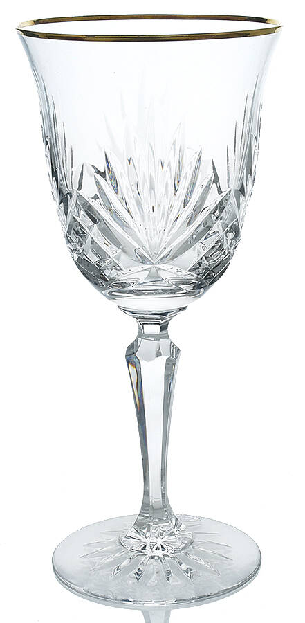 Richmond (Gold Trim, Multisided Stem) Water Goblet by Rogaska-1