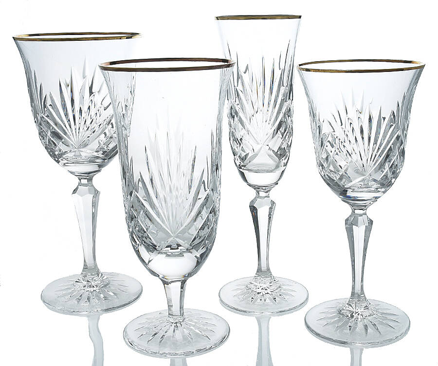 Richmond (Gold Trim, Multisided Stem) 4 Piece Place Setting by Rogaska-1