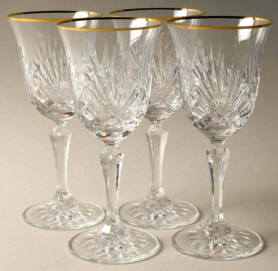Richmond (Gold Trim, Multisided Stem) Wine - Set of 4 by Rogaska-1