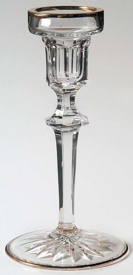 Richmond (Gold Trim, Multisided Stem) 6" Single Light Candlestick by Rogaska-1