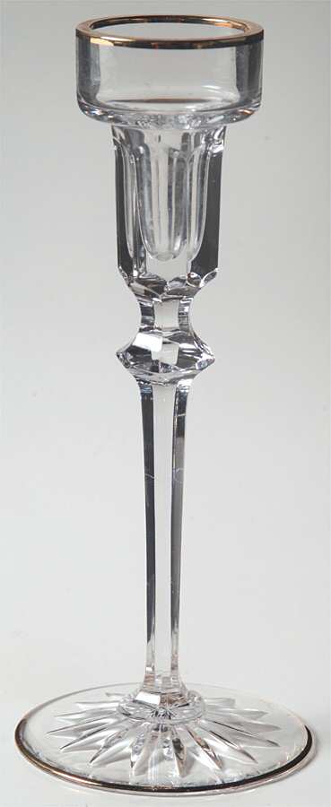 Richmond (Gold Trim, Multisided Stem) 7" Single Light Candlestick by Rogaska-1