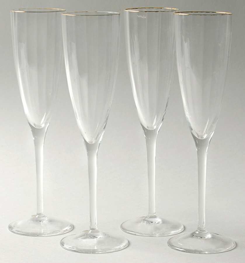 Tara Gold Fluted Champagne - Set of 4 by Rogaska-1