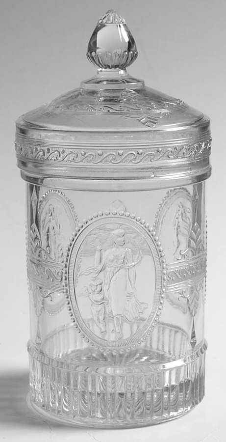Cupid & Venus Pickle Jar & Lid by Richards & Hartley Glass Company-1