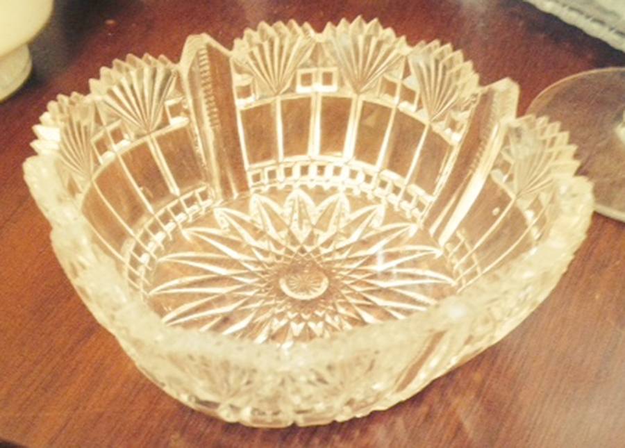 Block and Fan 8" Round Bowl by Richards & Hartley Glass Company-1