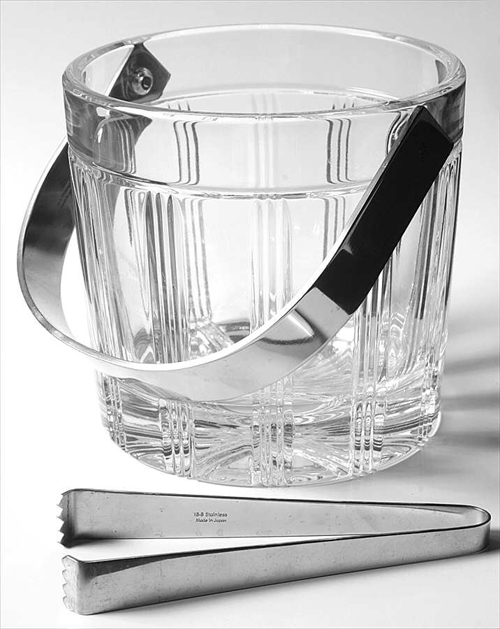 Deco Ice Bucket with Detachable Handle and Tongs by Rogaska-1
