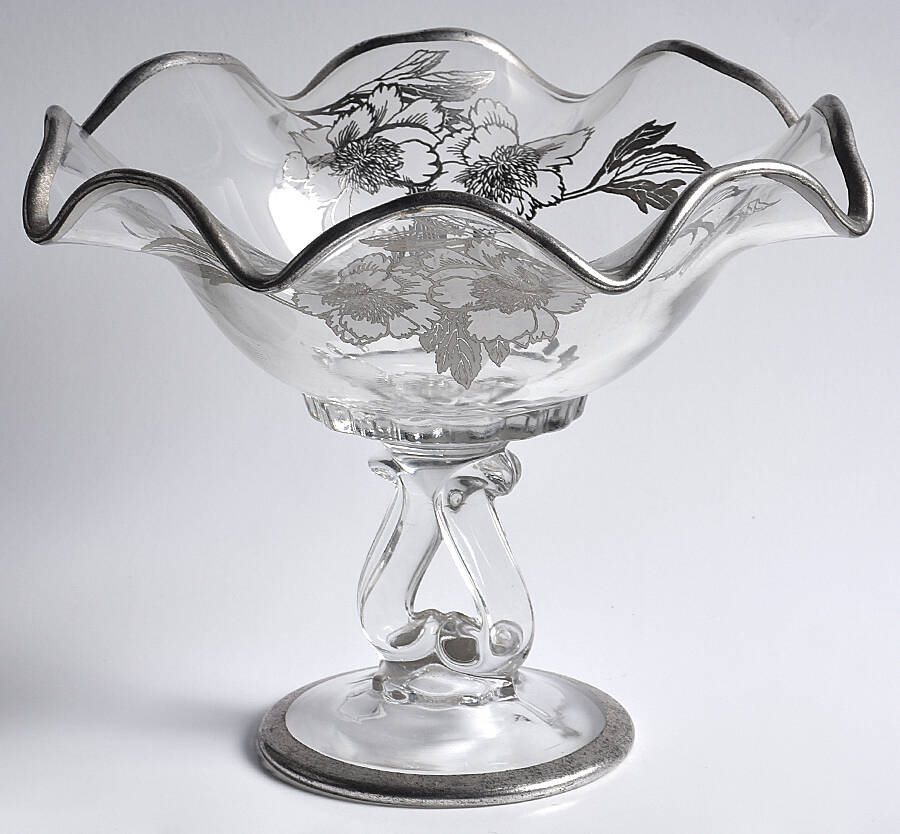 Peony 10" Footed Bowl by Rockwell Silver Glass-1