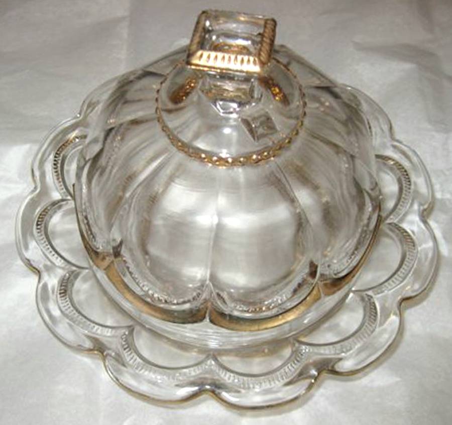 Empress Clear (Gold Trim) Round Covered Butter by Riverside-1