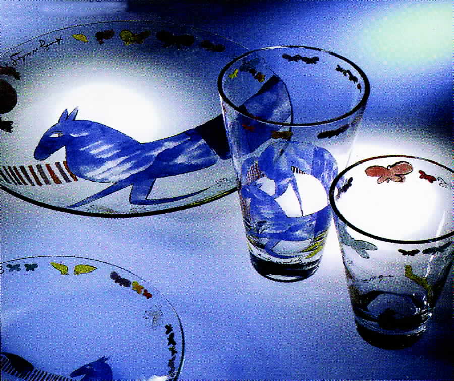 Blue Horse Flat Tumbler by Rosenthal-1