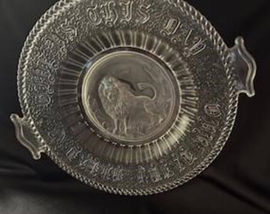 Lion & Cable Handled Cake Plate by Richards & Hartley Glass Company-1