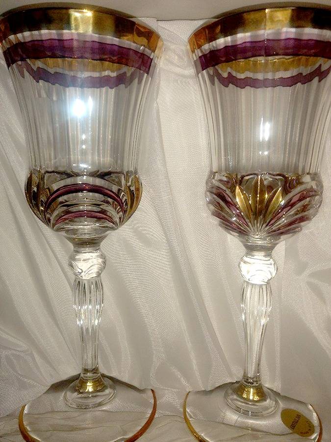 Aurea Gold and Ruby Water Goblet by Royal Crystal Rock-1