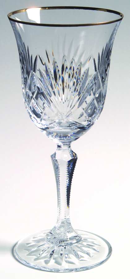 Richmond (Gold Trim, Notched and Multisided Stem) Wine Glass by Rogaska-1
