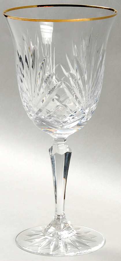 Richmond (Gold Trim, Notched and Multisided Stem) Water Goblet by Rogaska-1