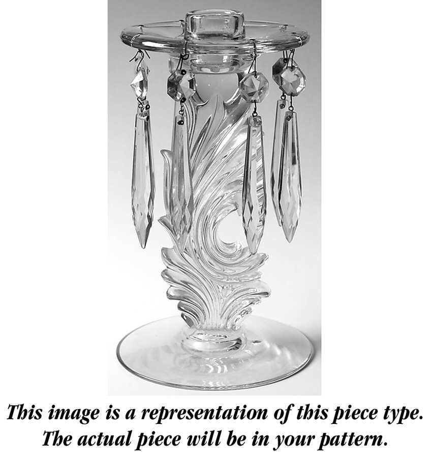 2484 Topaz (Yellow) 2484 Candlestick with Attached Bobeche 8prisms by Fostoria-1