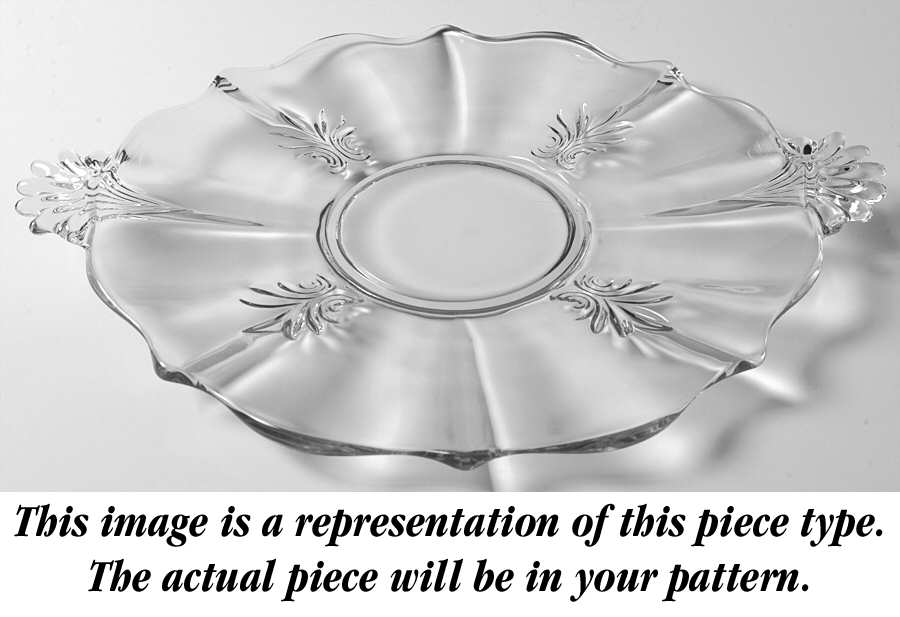 Meadow Rose Blue Handled Cake Plate (Baroque Shape) by Fostoria-1