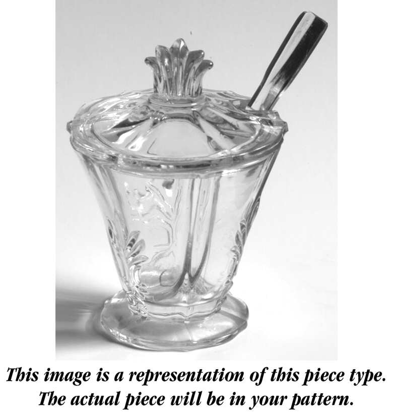 Baroque Topaz Mustard & Lid with Spoon (Baroque Shape) by Fostoria-1