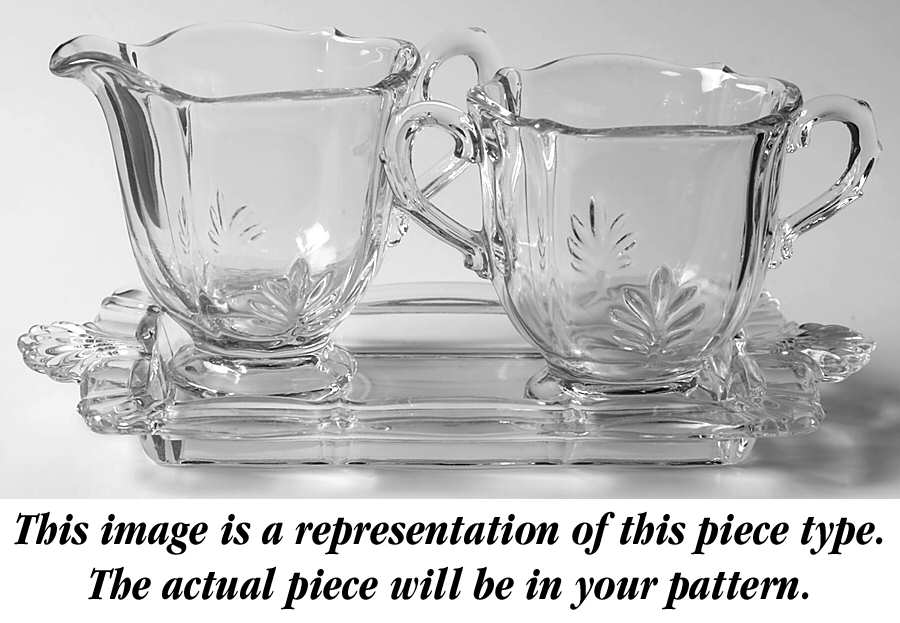 Beacon (Stem 6017, Cut 767) Baroque Individual Creamer&Sugar on Tray by Fostoria-1