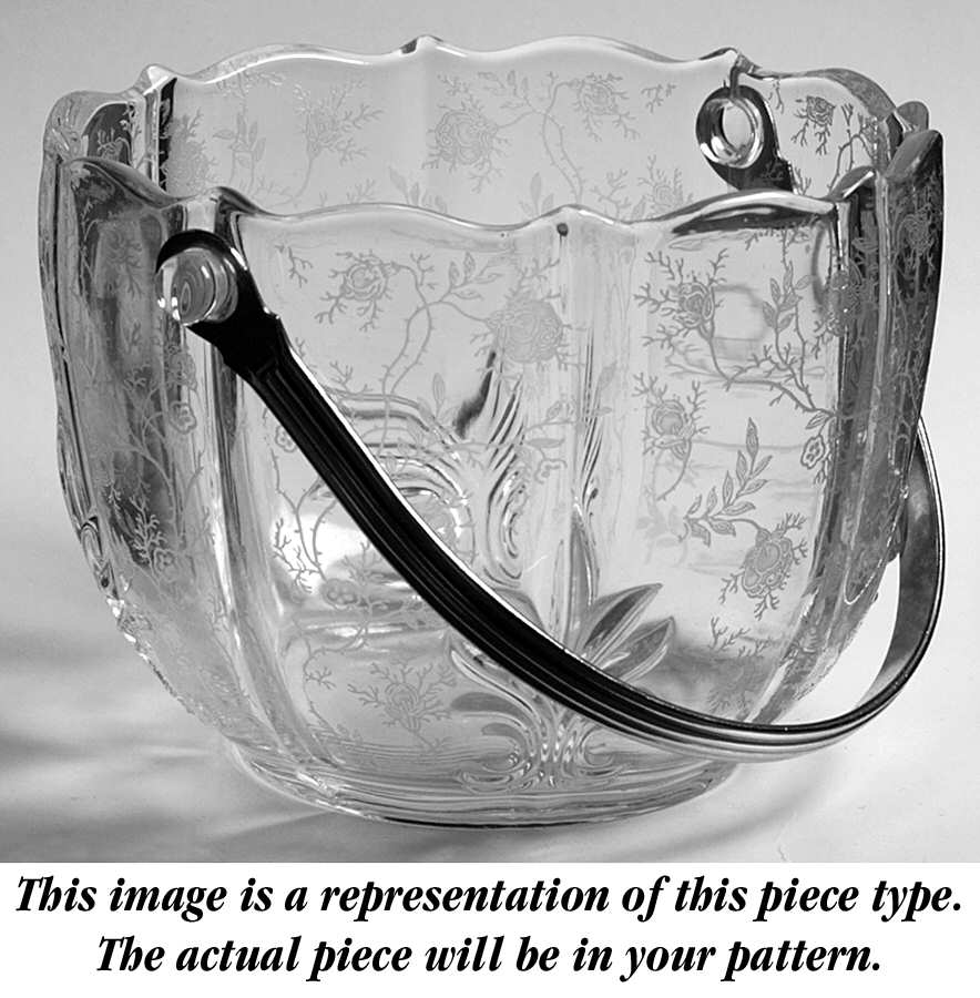 Corsage Clear Baroque Ice Bucket with Handle, No Tongs by Fostoria-1