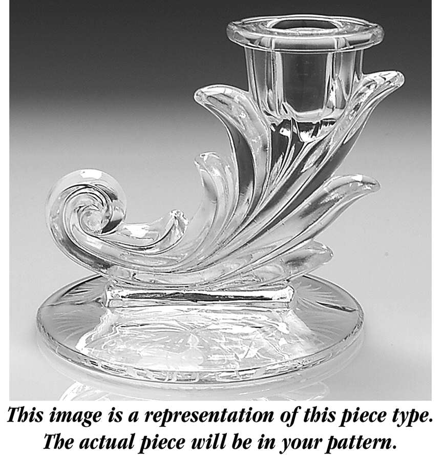 Meadow Rose Blue 4" Candlestick (Baroque Shape) by Fostoria-1