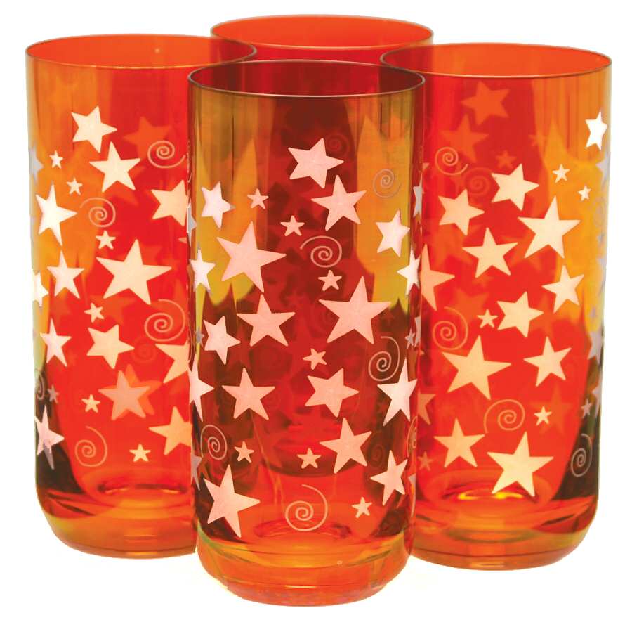 Stars Red Highball - Set of 4 by Rogaska-1