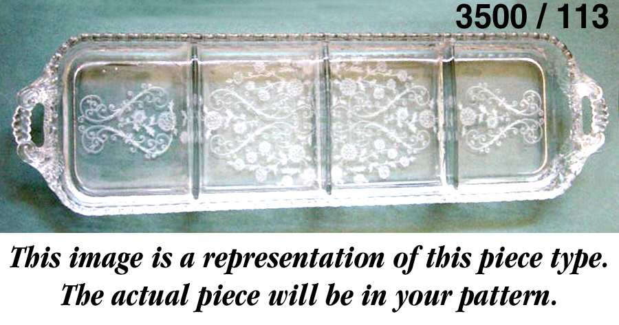 Gadroon Ruby Handled 4 Section Rectangular Tray by Cambridge-1