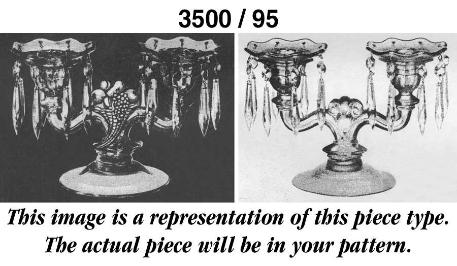 Gadroon Ruby Shape 3500 2 Light Candlestick W/Bobeche & Prisms by Cambridge-1