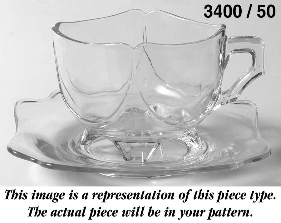 3400-1 Shape 3400 Square 4-Toed Cup and Saucer by Cambridge-1