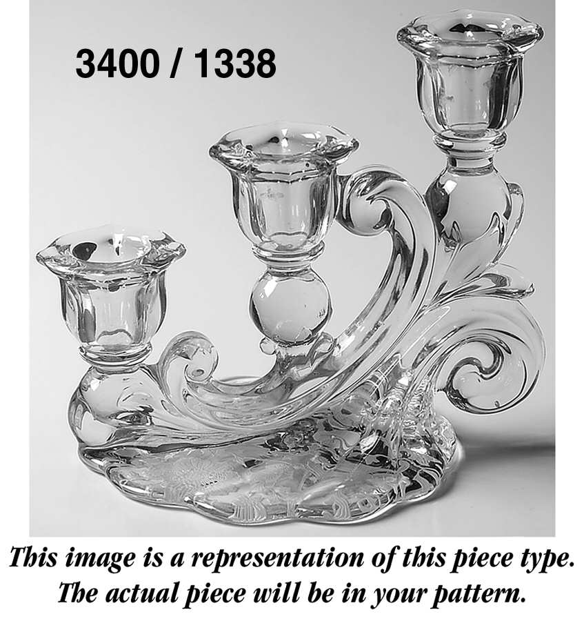 Adonis Shape 3400/1338 3 Light Candlestick, Plain by Cambridge-1