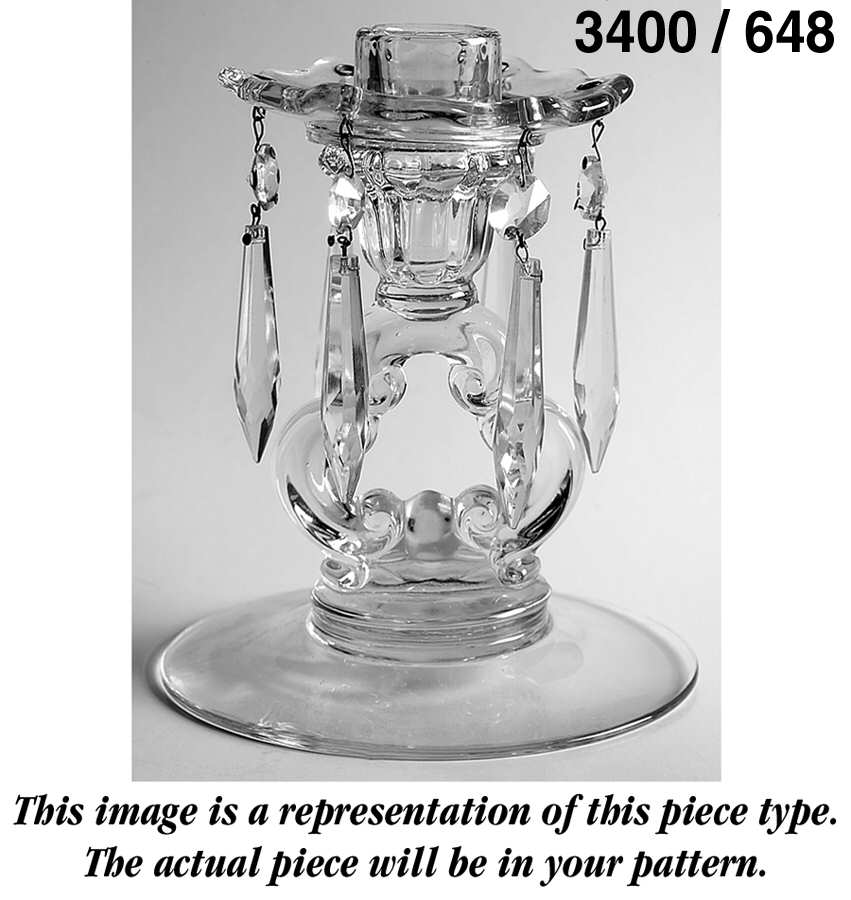 3400-1 Keyhole Candelabrum with Bobeche and 8 Prisms by Cambridge-1