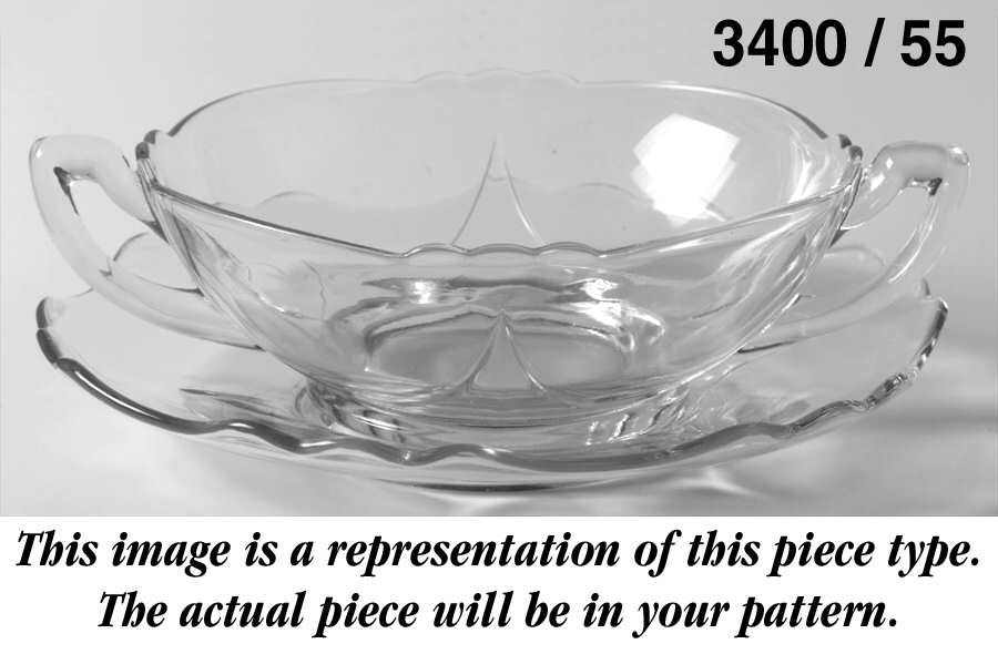 3400-1 Cream Soup & Saucer Set (Shape 3400) by Cambridge-1