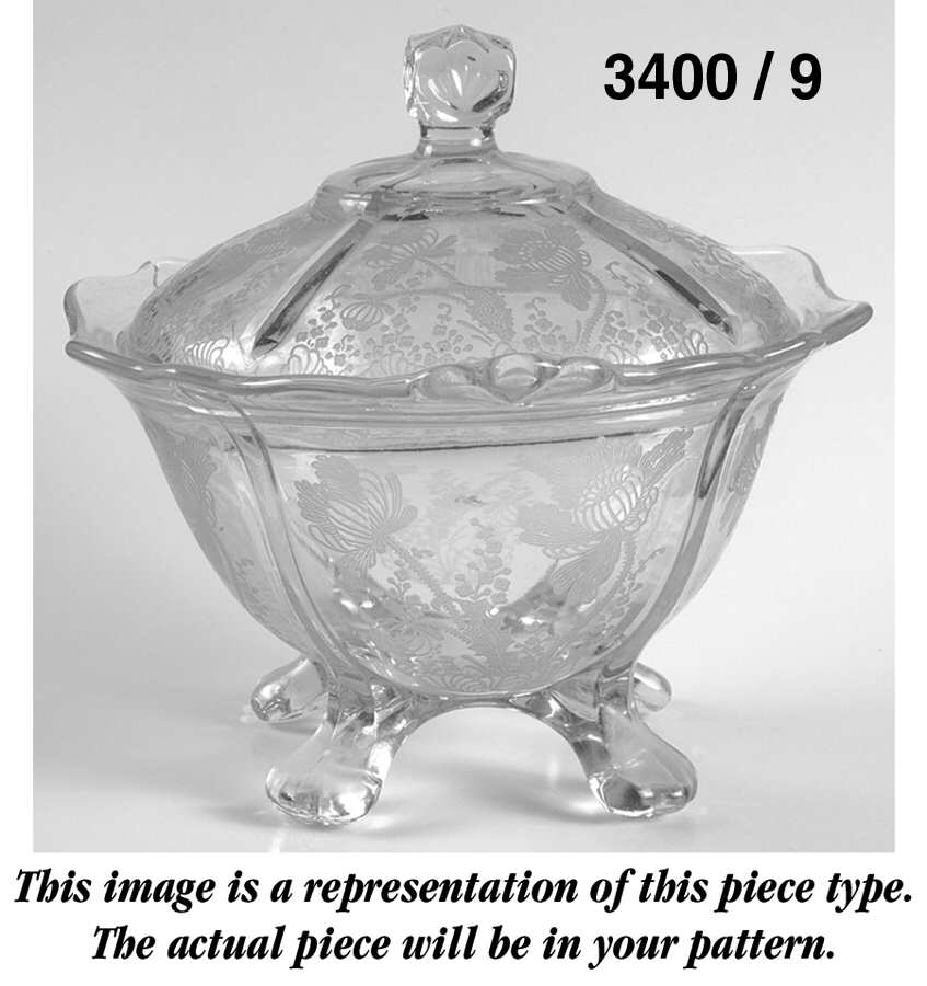 3400-1 3400/9 Four Toed Candy Dish with Lid by Cambridge-1