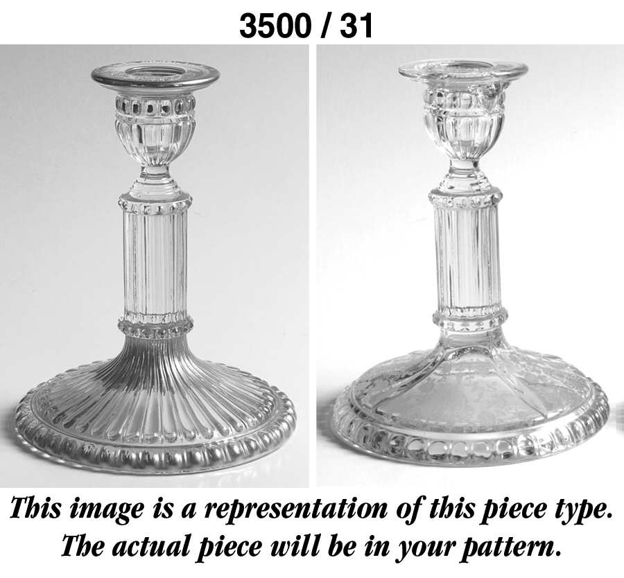 Rose Point Clear (Stem 3500, Gold Trim, Etched) 6" Candlestick (Shape 3500) by Cambridge-1
