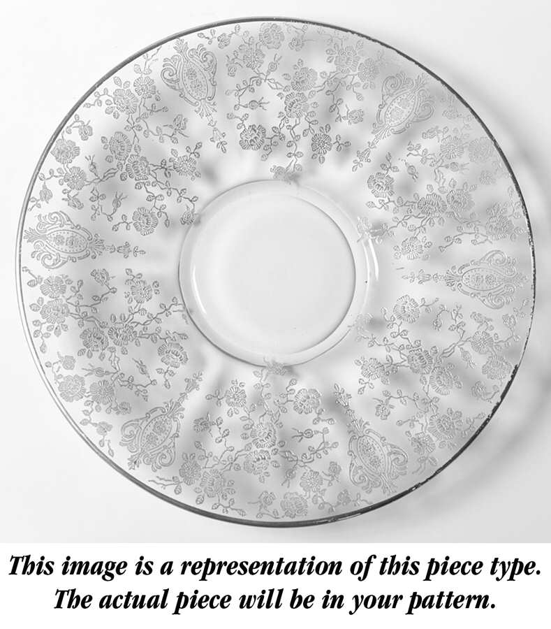 Rose Point Clear (Stem 3500, Gold Trim, Etched) Shape 3500 Finger Bowl, Plate Only by Cambridge-1