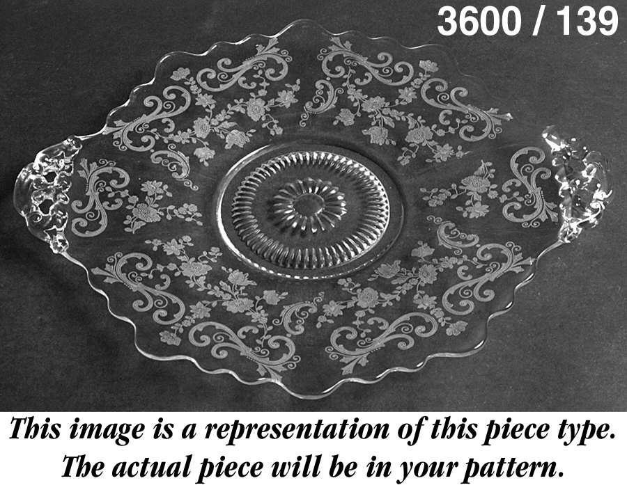 Chantilly Martha/139 14" Two Handled Sandwich Plate by Cambridge-1