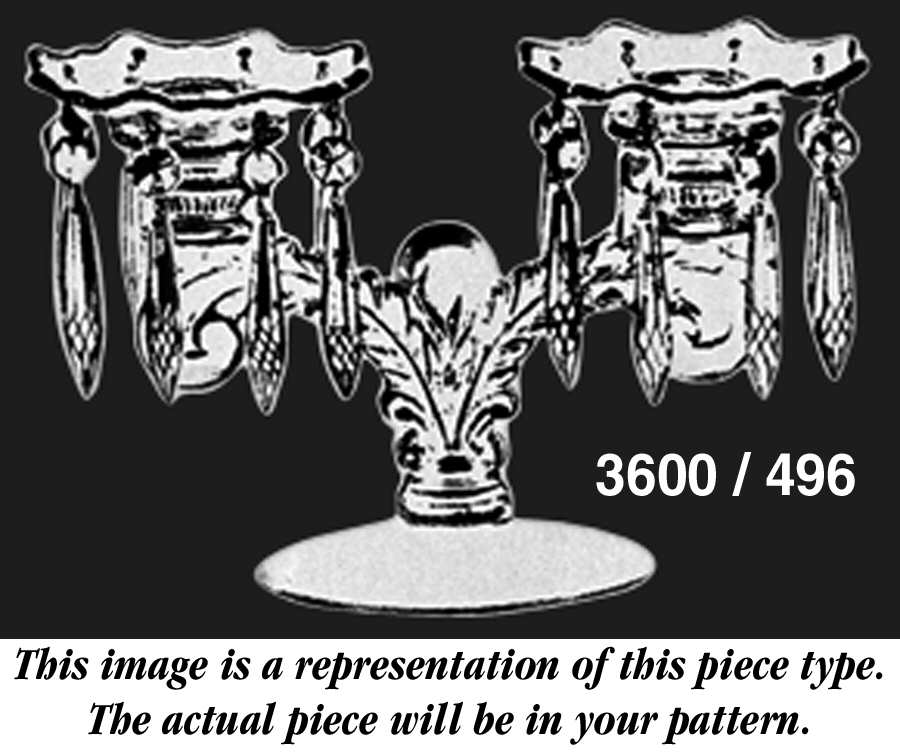 Chantilly Martha/496 2 Light Candlestick W/Bobeches & Prisms by Cambridge-1