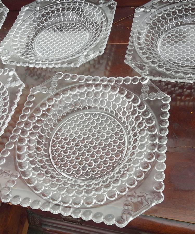Thousand Eye Clear Square Salad Plate by Richards & Hartley Glass Company-1