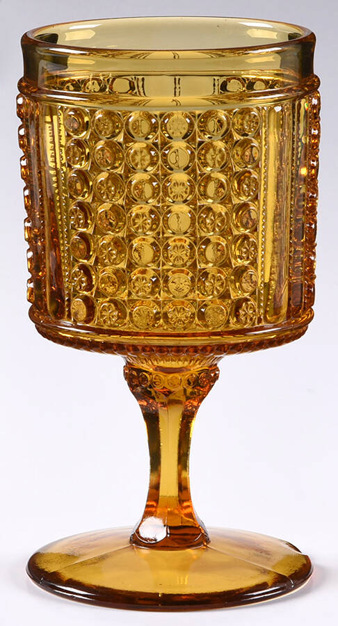 Three Panel Amber Water Goblet by Richards & Hartley Glass Company-1