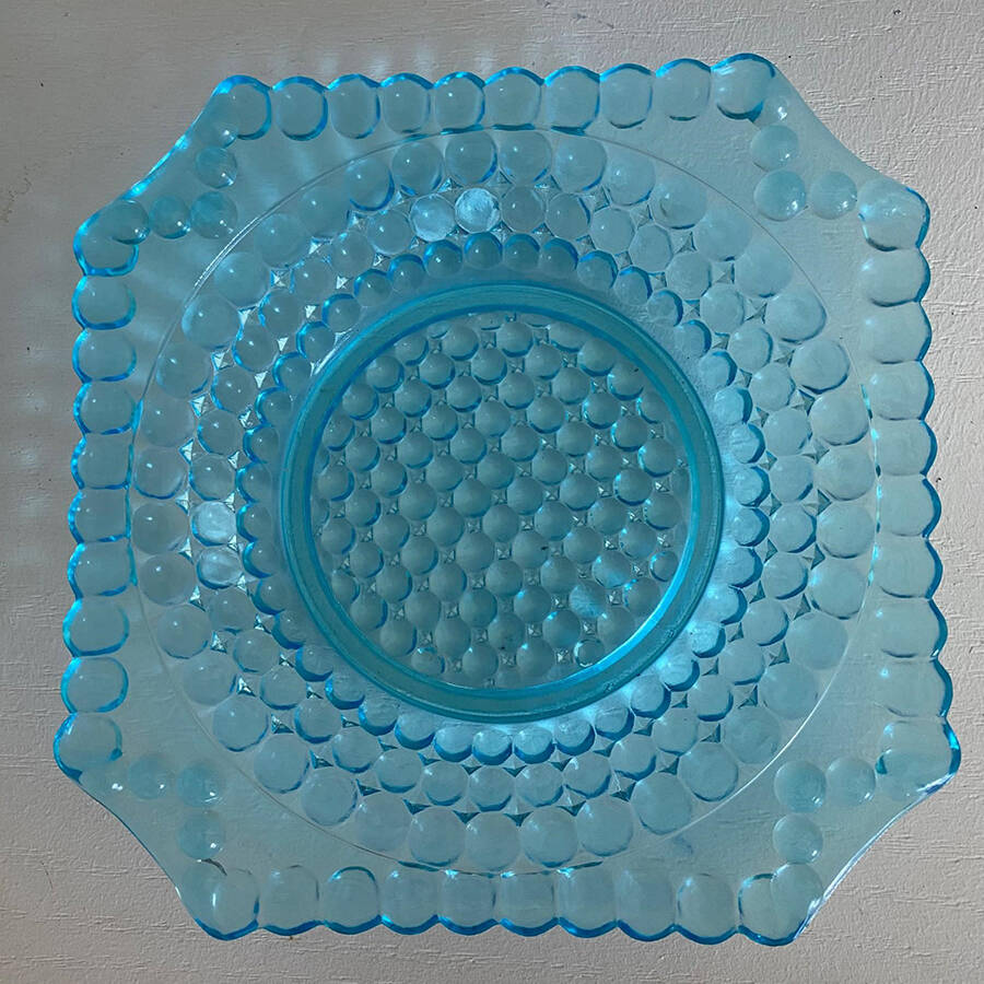 Thousand Eye Blue Square Salad Plate by Richards & Hartley Glass Company-1