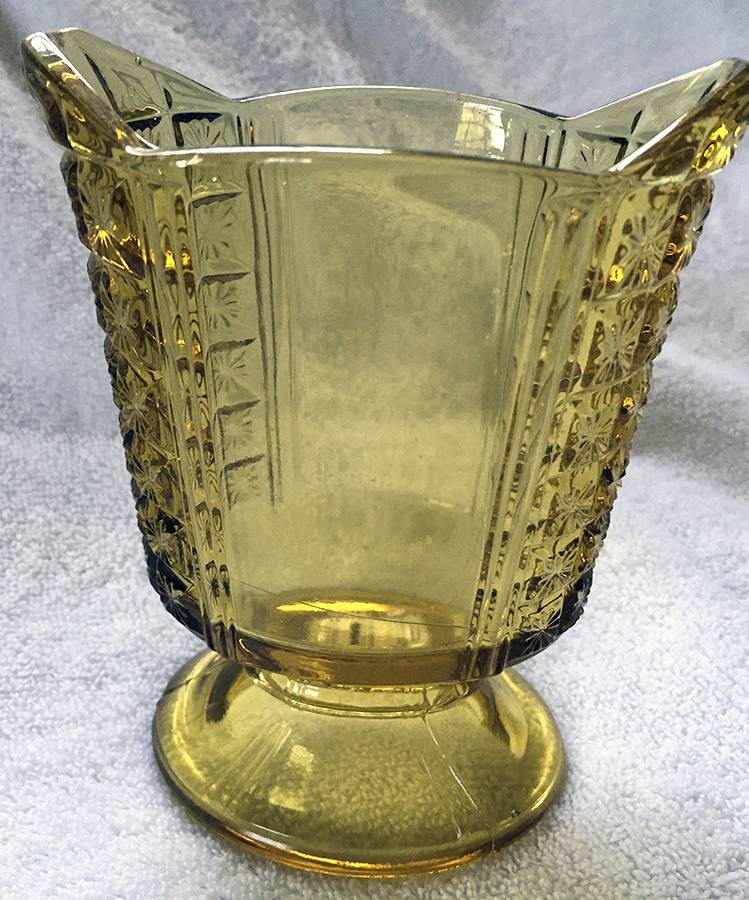 Two Panel Amber Open Spooner by Richards & Hartley Glass Company-1