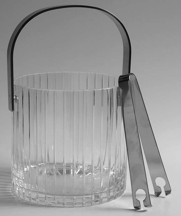 Ellessee (Square Stem) Ice Bucket with Tongs by Sasaki-1