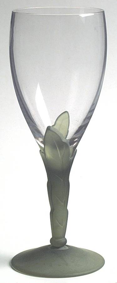 Laurel (Green Frosted Stem) Water Goblet by Sasaki-1