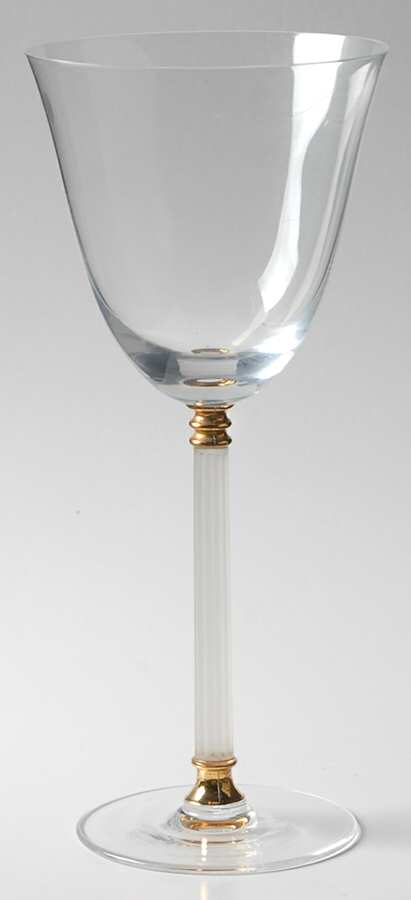Tucano (Clear Frosted Stem, Gold Accents) Water Goblet by Sasaki-1