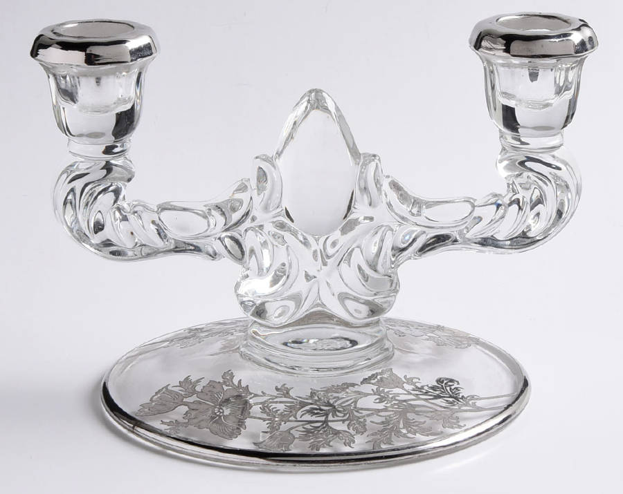 Flanders Clear Double Light Candlestick by Silver City-1