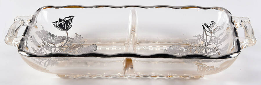 Flanders Clear 8" Rectangular 2 Part Relish by Silver City-1