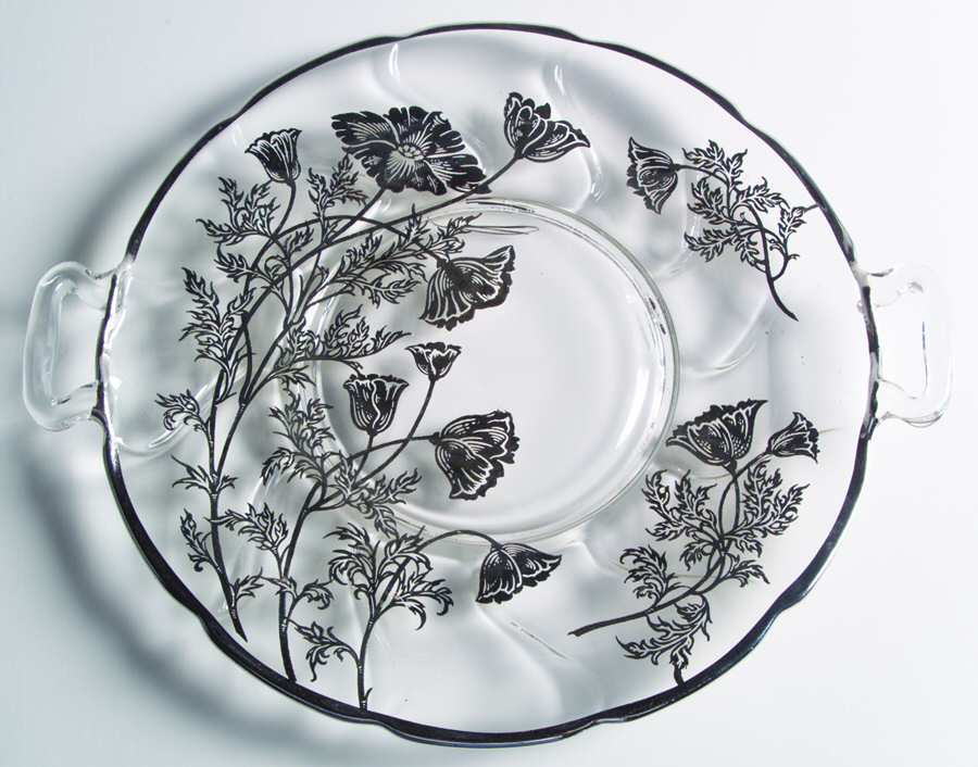 Flanders Clear Handled Cake Plate by Silver City-1