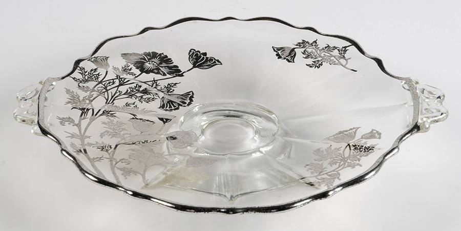 Flanders Clear 9" Handled Footed Plate by Silver City-1